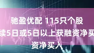 驰盈优配 115只个股连续5日或5日以上获融资净买入